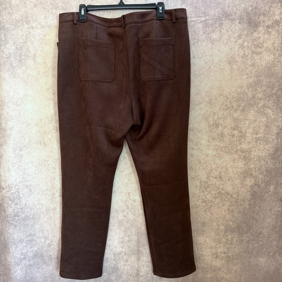 Tommy Hilfiger faux suede Brown Bootcut Stretch Pants women Size 16 - Picture 4 of 13